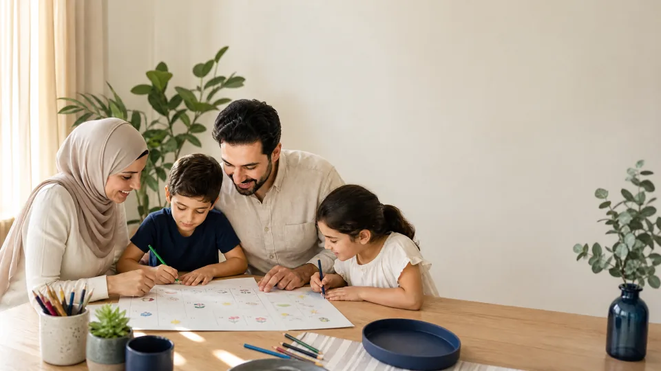 عائلة تخطط لخطوة عملية معاً